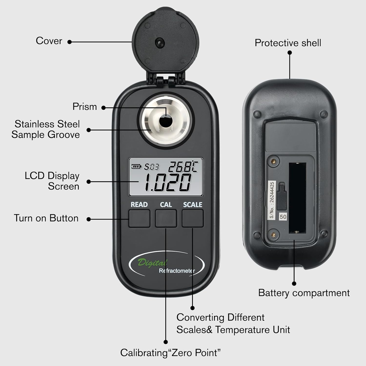 디지털 굴절계 디지털 염도 굴절계 및 측정기 범위 0- - Refractometer Salinity 리뷰 및 가격