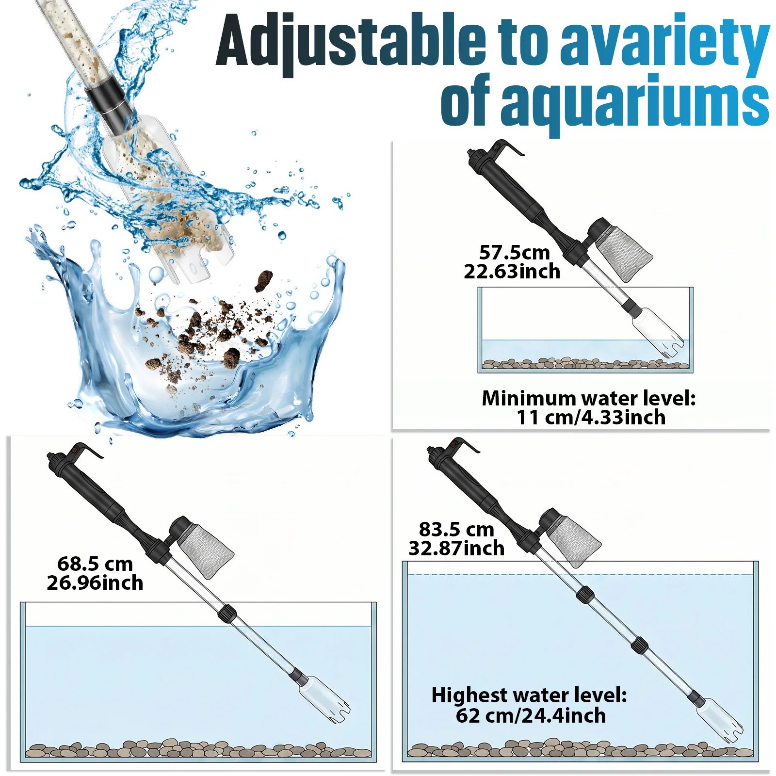 수족관 진공 자갈 청소기 3 in 1 어항 진공청소기  - Marine Aquarium Water Change 리뷰 및 가격