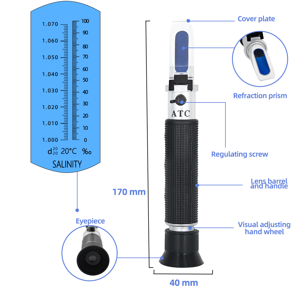 휴대용 염분 굴절계 0-100% 염분계 1.000-1. - Refractometer Salinity 리뷰 및 가격