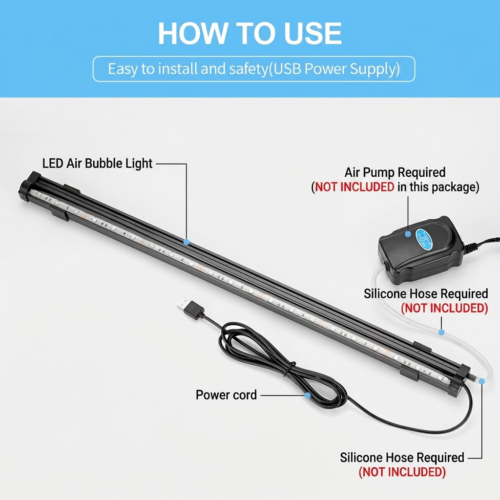 USB LED 수족관 에어 버블 라이트 자동 RGB 색 - Marine Aquarium Water Change 리뷰 및 가격